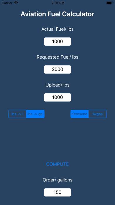 Aviation Fuel Calculator Bildschirmfoto