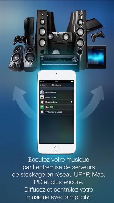 MyAudioStream Pro UPnP audio player and streamer: gather your music collection from your PC, NAS, UPnP servers, Windows Media Player or iTunes local and share it with your wireless speakers, AV Receivers, AllShare TV, PS3 or Xbox360 Schermata dell'app #4