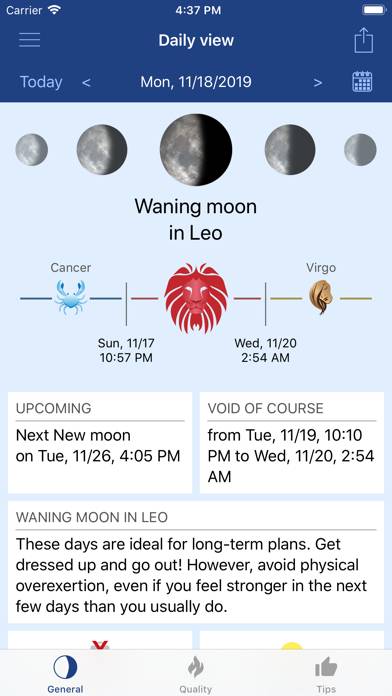 MoonWorx Lunar Calendar App-Screenshot #1