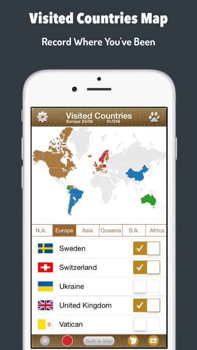 Visited Countries Map - World Travel Log for Marking Where You Have Been