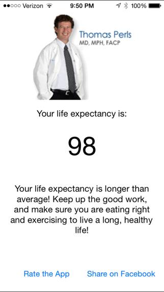 Living To 100 Life Expectancy Calculator App screenshot #1