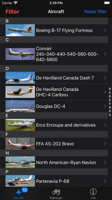 Aircraft ID Captura de pantalla de la aplicación #1