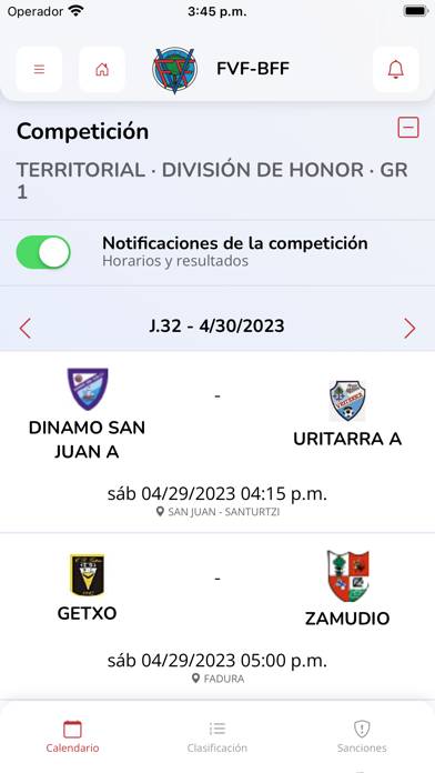 Federación Vizcaína de Fútbol Captura de pantalla de la aplicación #4