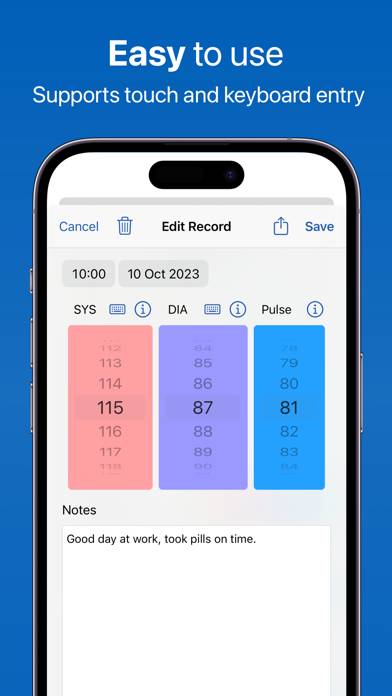 Blutdruck-Messung Tagebuch App Bildschirmfoto
