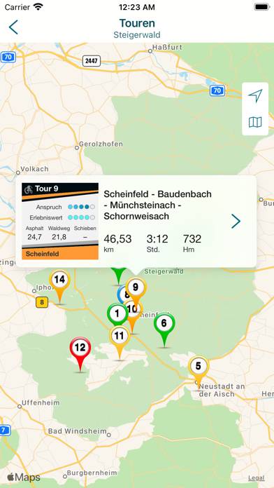 BikeGuide Steigerwald App screenshot