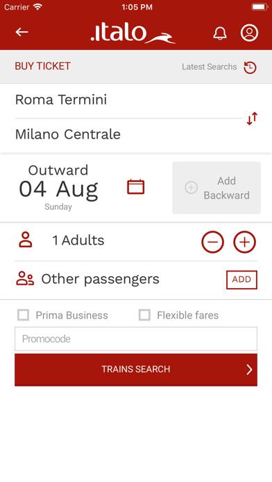 Italo: Italian Highspeed Train Schermata dell'app #3