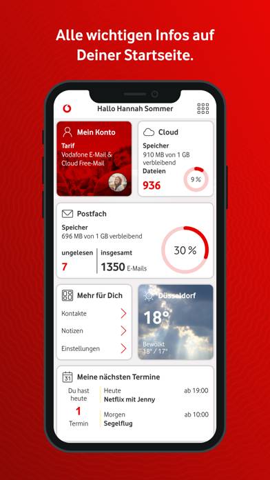 Vodafone E-Mail & Cloud App-Screenshot