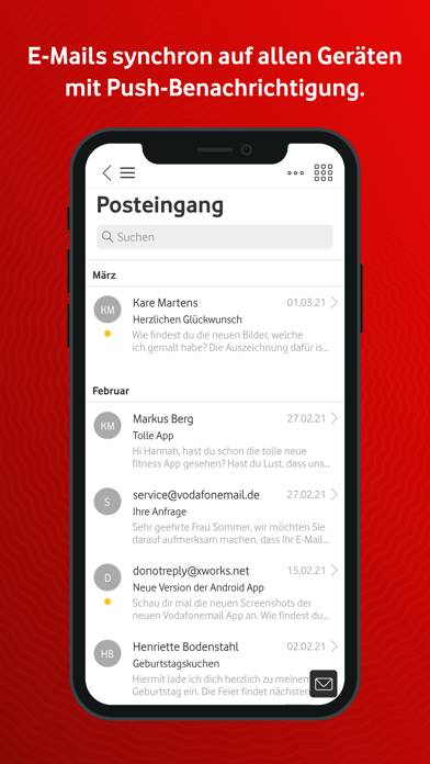 Vodafone E-Mail & Cloud App-Screenshot