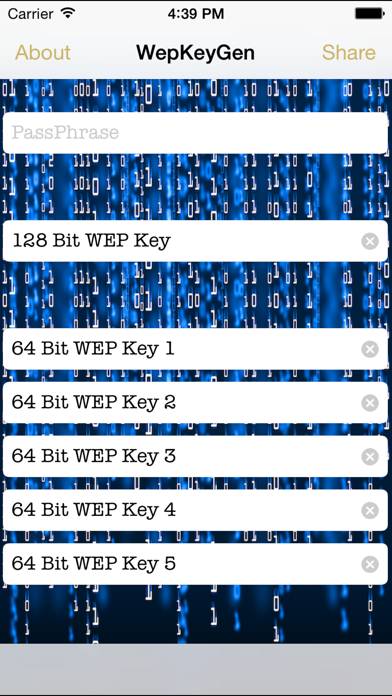 WEP keys for WiFi Passwords captura de pantalla
