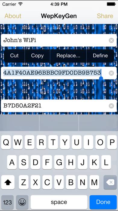 WEP keys for WiFi Passwords Captura de pantalla de la aplicación #2