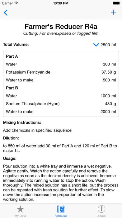 Darkroom Formulas Captura de pantalla de la aplicación