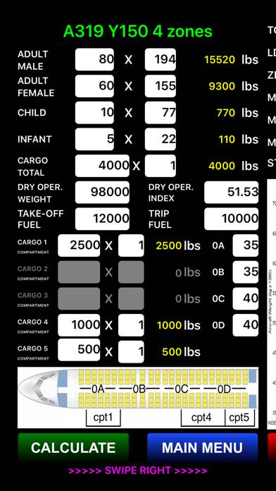 A320 Weight and Balance capture d'écran