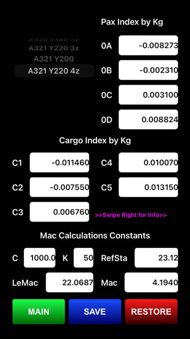 A320 Weight and Balance Capture d'écran de l'application