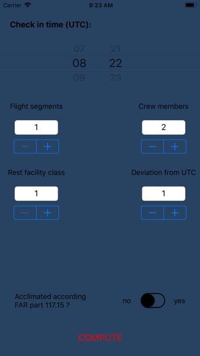 Flight Duty Calculator (FAA) App screenshot #1