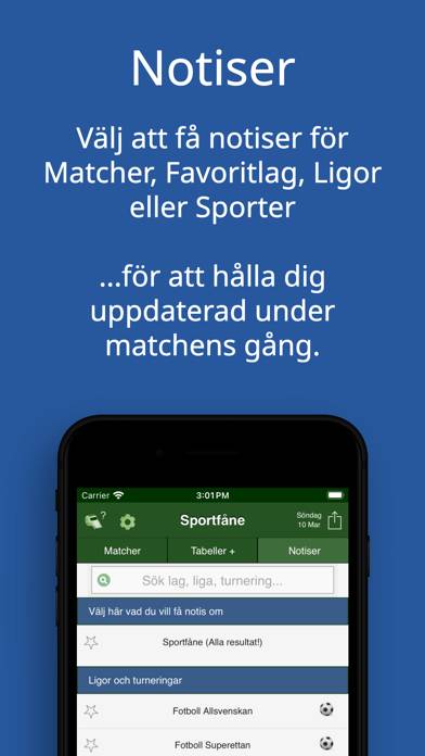 Sportfåne App skärmdump