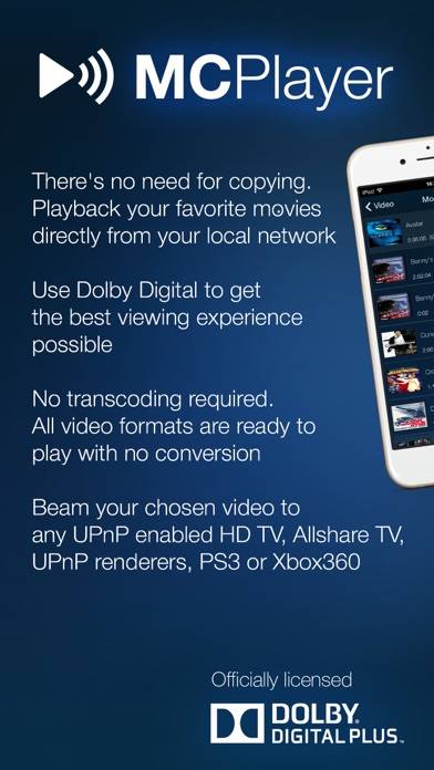 MCPlayer Pro wireless UPnP video player for iPhone, stream movies on HD TV Captura de pantalla de la aplicación #1