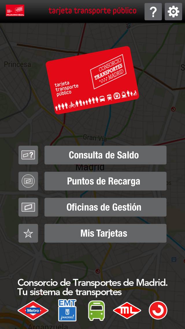 Tarjeta Transporte Público CRTM Captura de pantalla de la aplicación #1