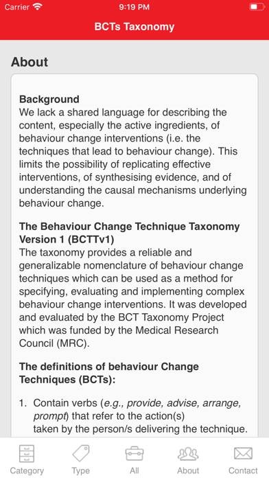 BCT Taxonomy App skärmdump #6