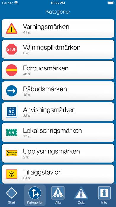 Vägmärkesguiden App skärmdump