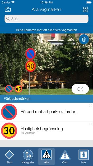 Vägmärkesguiden App skärmdump