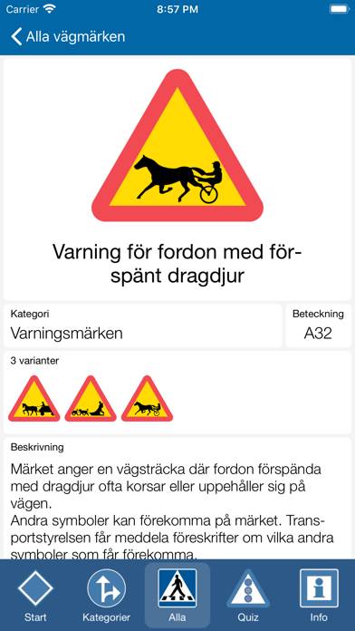 Vägmärkesguiden App skärmdump