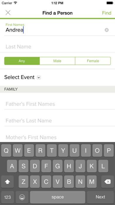 FamilySearch Tree App screenshot