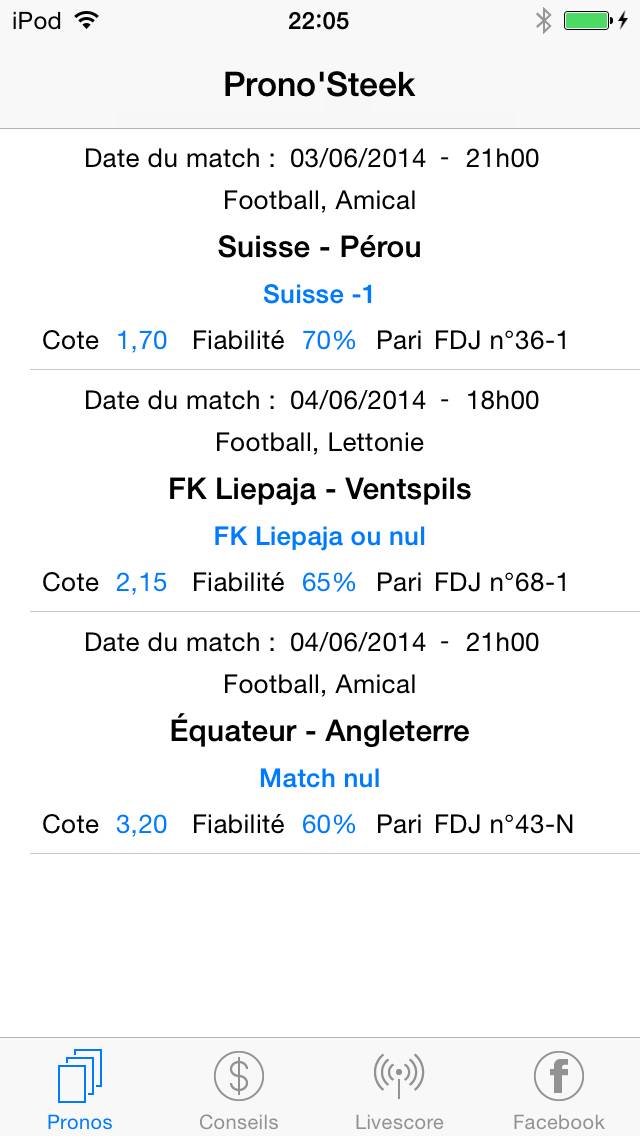 Prono'Steek Capture d'écran de l'application