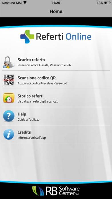 Referti Online Schermata dell'app