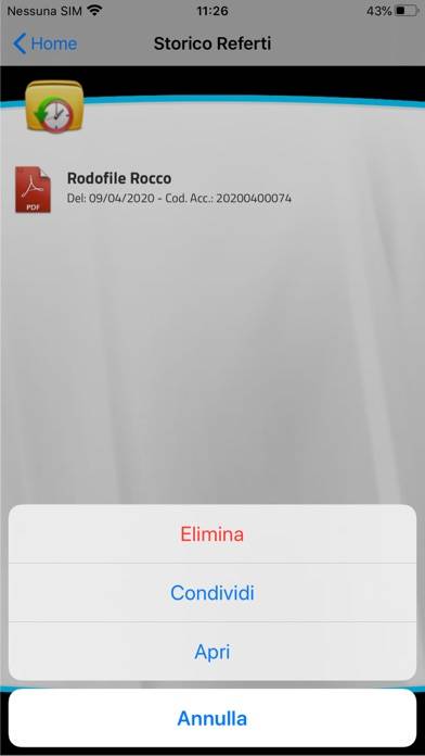 Referti Online Schermata dell'app