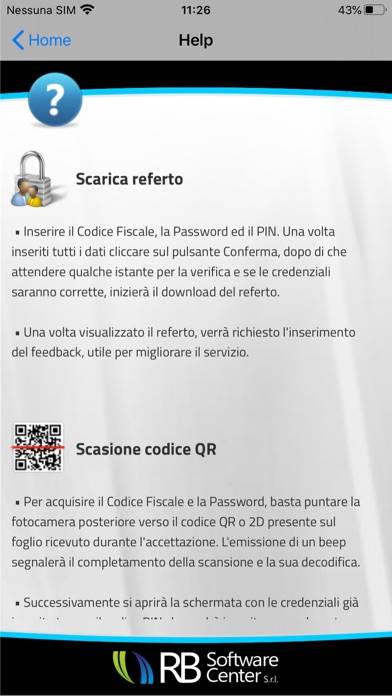 Referti Online Schermata dell'app