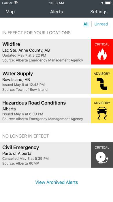 Alberta Emergency Alert screenshot