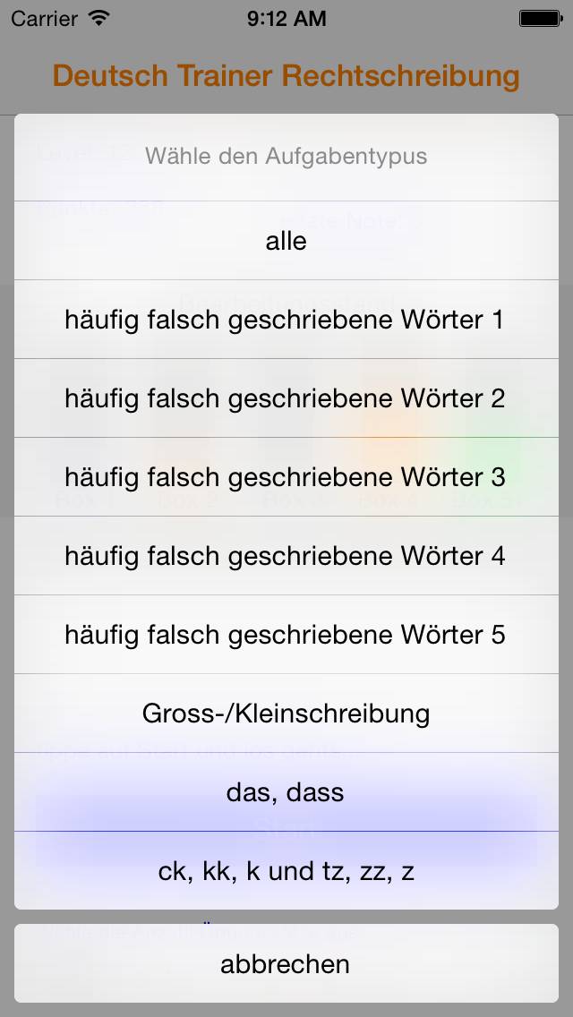 Spelling German Trainer App screenshot