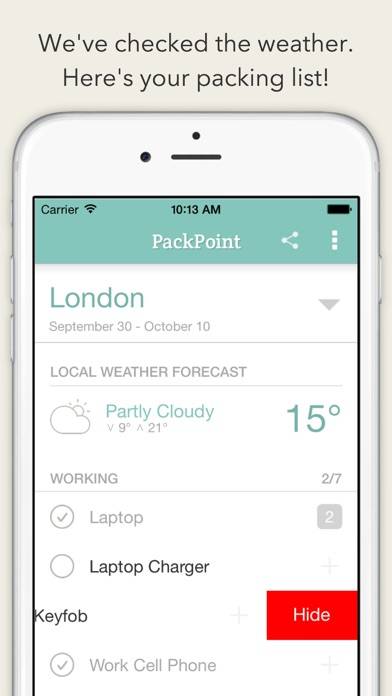 PackPoint Travel Packing List Captura de pantalla de la aplicación #3
