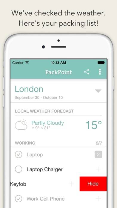 PackPoint Travel Packing List screenshot #3