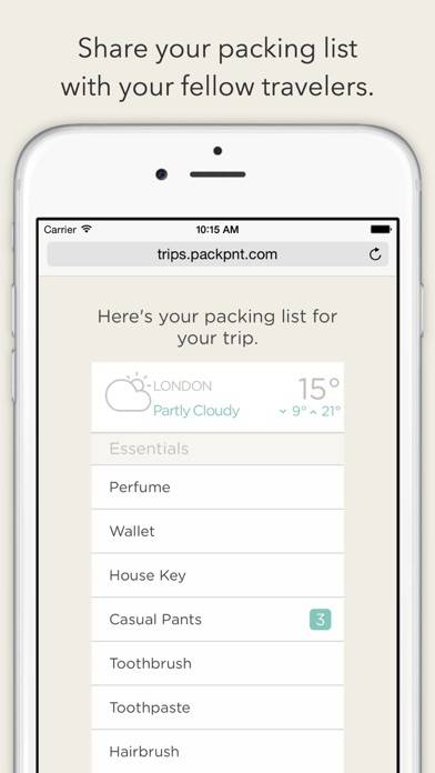 PackPoint Travel Packing List Schermata dell'app #4