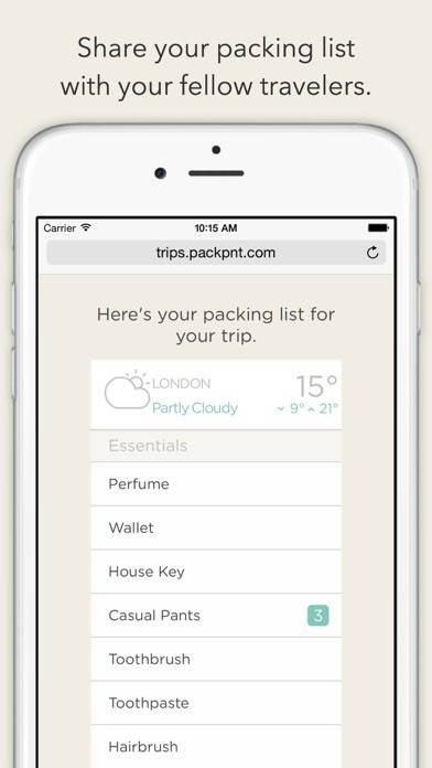 PackPoint Schermata dell'app