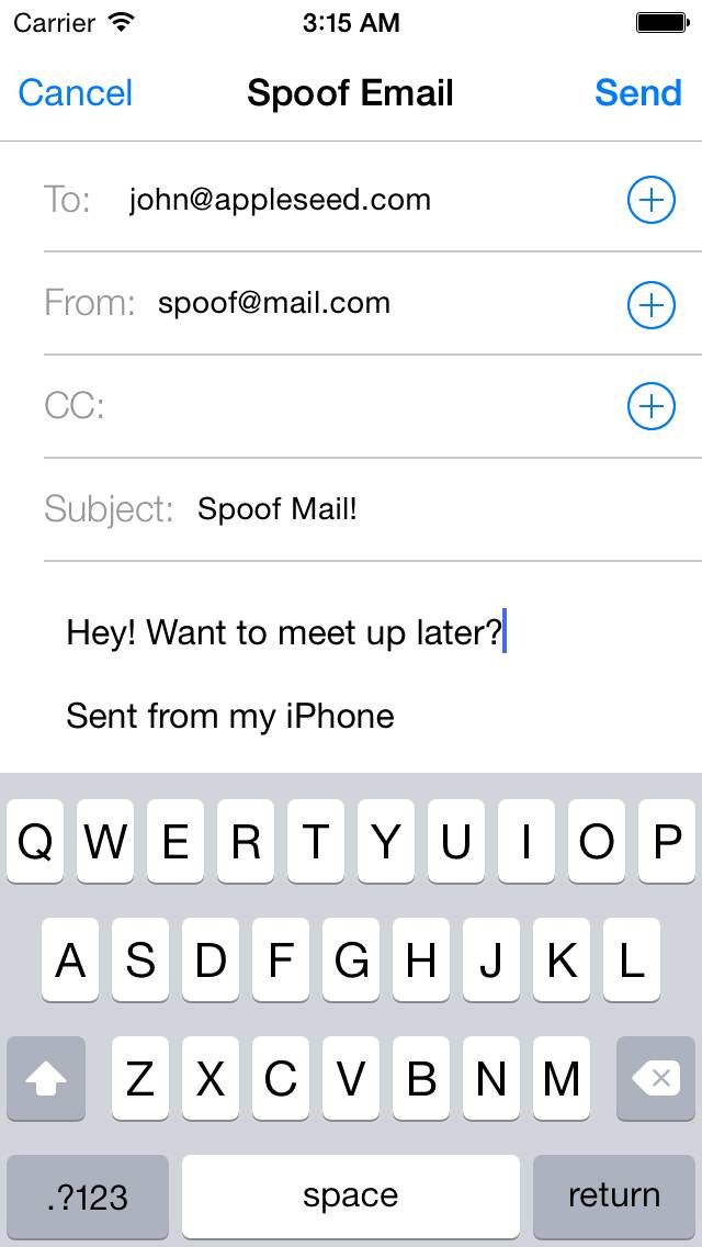 Spoof E-Mail Captura de pantalla de la aplicación #1