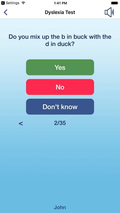 Dislexia Prueba & Consejos Captura de pantalla de la aplicación
