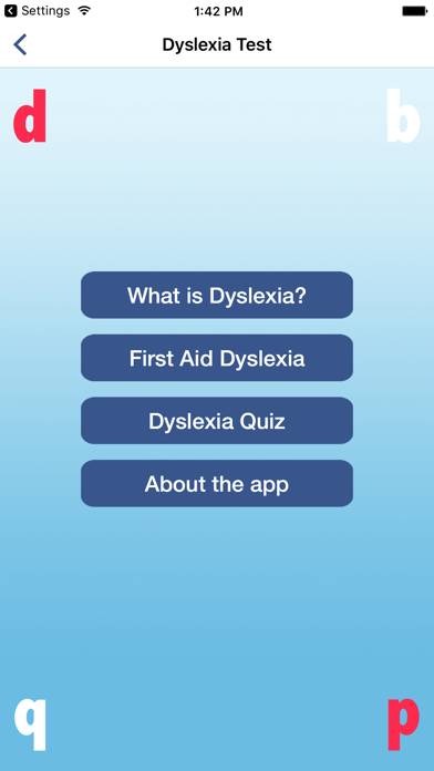 Dislexia Prueba & Consejos Captura de pantalla de la aplicación
