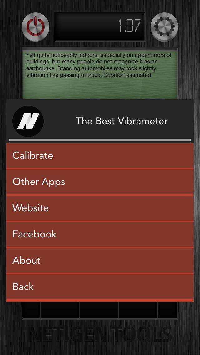 Schwingungsmesser plus App-Screenshot