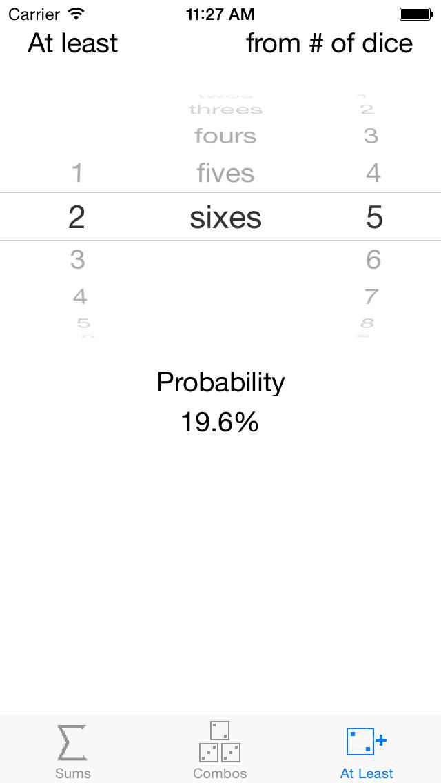 Dice Probability Captura de pantalla de la aplicación #3