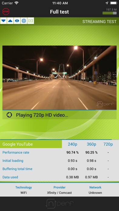 NPerf internet speed test App screenshot