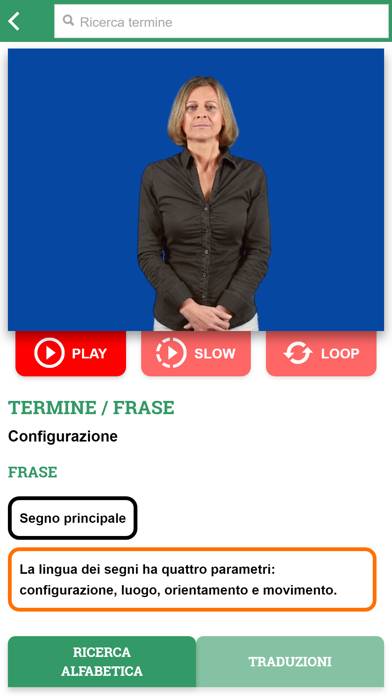 Dizionario LIS Schermata dell'app