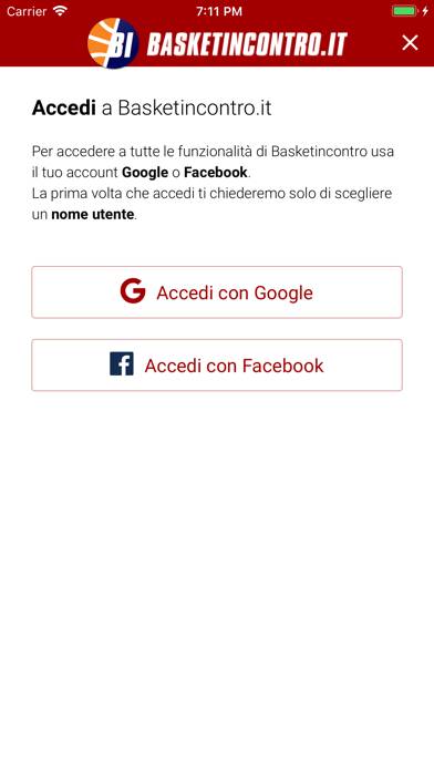 Basketincontro Schermata dell'app