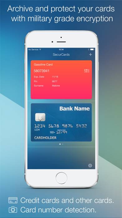 SecurCards: archive and encrypt credit cards and any other card App screenshot #1