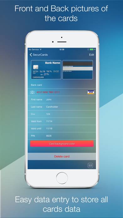 SecurCards: archive and encrypt credit cards and any other card App screenshot #2