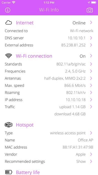 Wi-Fi Info Скриншот приложения #1