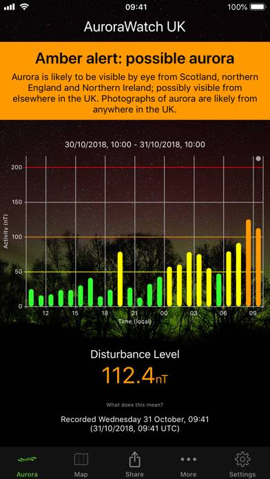 AuroraWatch UK Aurora Alerts App skärmdump #1