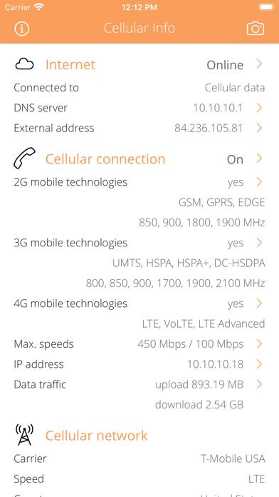 Cellular Info Schermata dell'app #1