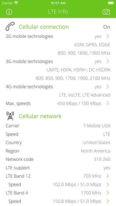 LTE Info Schermata dell'app #1